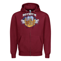 Burgundy Bochum city Zipper Hoodie - artisFamous