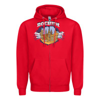 Red Bochum city Zipper Hoodie - artisFamous