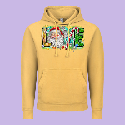 Love Santa Vintage Hoodie Designed By Cowhidedigitalart