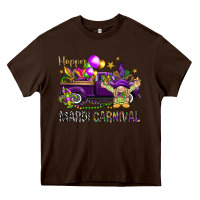 Chocolate Brown Happy Mardi carnival with truck Heavy Core Tee - HowdyJamesFarm