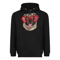 Black pug with love glasses Heavyweight Hoodie - RanaPortraitStore