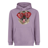 Lavender pug with love glasses Heavyweight Hoodie - RanaPortraitStore