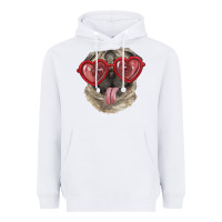 White pug with love glasses Heavyweight Hoodie - RanaPortraitStore