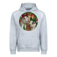 Heather Grey Baby Goats Christmas Urban Hoodie - RanaPortraitStore