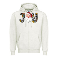 Oatmeal Heather joy santa Zipper Hoodie - JahusDesignShop