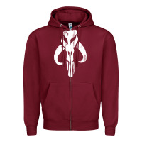 Burgundy mandorian skull Zipper Hoodie - artisFamous