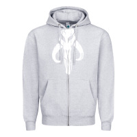 Heather Grey mandorian skull Zipper Hoodie - artisFamous