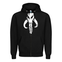 Black mandorian skull Zipper Hoodie - artisFamous