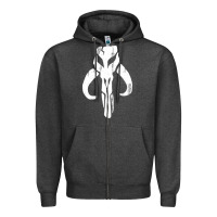 Charcoal Heather mandorian skull Zipper Hoodie - artisFamous