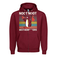 Burgundy noot penguin Zipper Hoodie - artisFamous