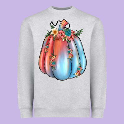 Flowers Pumpkin Heavyweight Sweatshirt Designed By Jahusdesignshop