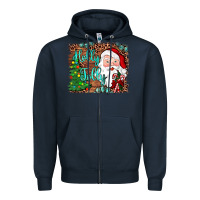 Navy holly jolly Zipper Hoodie - JahusDesignShop