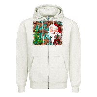 Oatmeal Heather holly jolly Zipper Hoodie - JahusDesignShop
