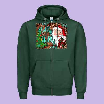 Holly Jolly Zipper Hoodie Designed By Jahusdesignshop