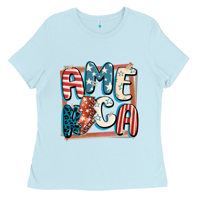 America With Lightning Bolt 4th Of July Ladies Tee by FaDigitalArtStudio | Teevron
