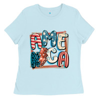 Baby Blue America with lightning bolt 4th of july Ladies Tee - FaDigitalArtStudio