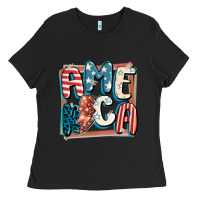 Black America with lightning bolt 4th of july Ladies Tee - FaDigitalArtStudio