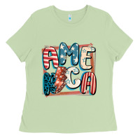 Matcha America with lightning bolt 4th of july Ladies Tee - FaDigitalArtStudio