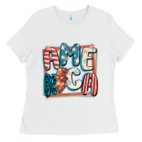 White America with lightning bolt 4th of july Ladies Tee - FaDigitalArtStudio