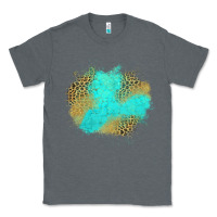 Charcoal Heather turquoise leopard patch Classic Tee - Jasminsmagicworld