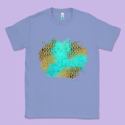 Turquoise Leopard Patch Classic Tee Designed By Jasminsmagicworld