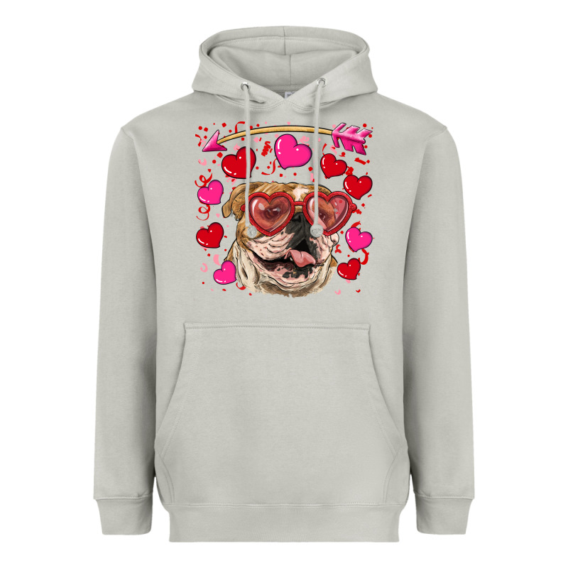 Valentine's Day  Brown English Bulldog Heavyweight Hoodie by RanaPortraitStore | Teevron