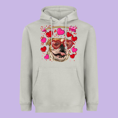 Valentine's Day  Brown English Bulldog Heavyweight Hoodie Designed By Ranaportraitstore