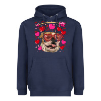 Navy valentine's day  brown english bulldog Heavyweight Hoodie - RanaPortraitStore