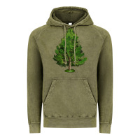 Vintage Olive White Pine Tree Illustrations Vintage Hoodie - LillyAllenDesigns
