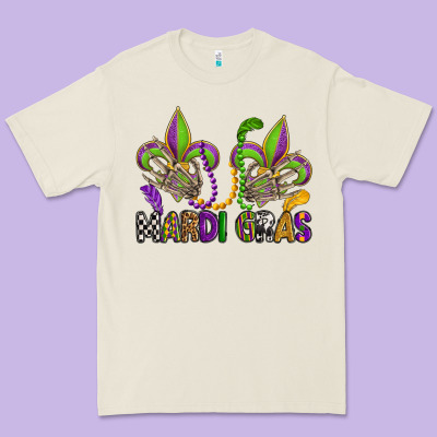 Mardi Gras Skeleton Hands  Fleur De Lis Premium Tee Designed By Oliviacreatesart