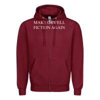 Burgundy make orwell fiction Zipper Hoodie - artisFamous