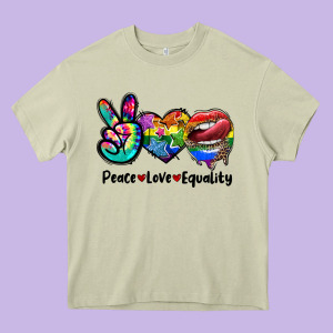 Peace Love Equality Lgbt+ Heavy Core Tee Designed By Cowgirlartshop
