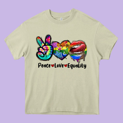 Peace Love Equality Lgbt+ Heavy Core Tee Designed By Cowgirlartshop