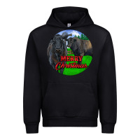 Black Black Angus Cattle and Bull Merry Christmas Urban Hoodie - RanaPortraitStore