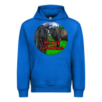 Cobalt Black Angus Cattle and Bull Merry Christmas Urban Hoodie - RanaPortraitStore