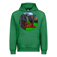 Emerald Black Angus Cattle and Bull Merry Christmas Urban Hoodie - RanaPortraitStore