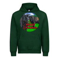 Forest Green Black Angus Cattle and Bull Merry Christmas Urban Hoodie - RanaPortraitStore