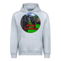 Heather Grey Black Angus Cattle and Bull Merry Christmas Urban Hoodie - RanaPortraitStore