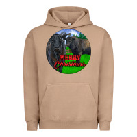 Pigment Burro Black Angus Cattle and Bull Merry Christmas Urban Hoodie - RanaPortraitStore