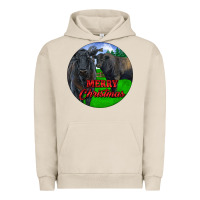 Pigment French Oak Black Angus Cattle and Bull Merry Christmas Urban Hoodie - RanaPortraitStore