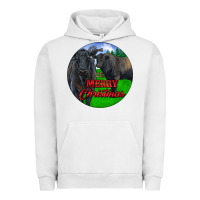 Pigment Lunar Rock Black Angus Cattle and Bull Merry Christmas Urban Hoodie - RanaPortraitStore