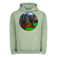 Pigment Oil Green Black Angus Cattle and Bull Merry Christmas Urban Hoodie - RanaPortraitStore