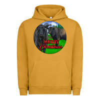 Pigment Peanut Butter Black Angus Cattle and Bull Merry Christmas Urban Hoodie - RanaPortraitStore