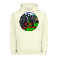 Pigment Pistachio Black Angus Cattle and Bull Merry Christmas Urban Hoodie - RanaPortraitStore