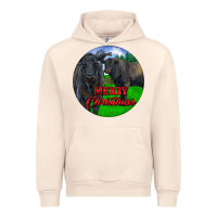 Sandshell Black Angus Cattle and Bull Merry Christmas Urban Hoodie - RanaPortraitStore