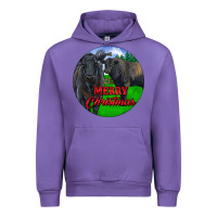 Tulip Black Angus Cattle and Bull Merry Christmas Urban Hoodie - RanaPortraitStore
