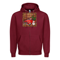 Burgundy christmas truck coaster Zipper Hoodie - JahusDesignShop