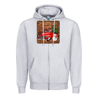 Heather Grey christmas truck coaster Zipper Hoodie - JahusDesignShop