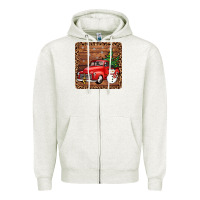 Oatmeal Heather christmas truck coaster Zipper Hoodie - JahusDesignShop