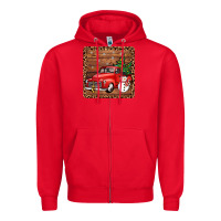 Red christmas truck coaster Zipper Hoodie - JahusDesignShop